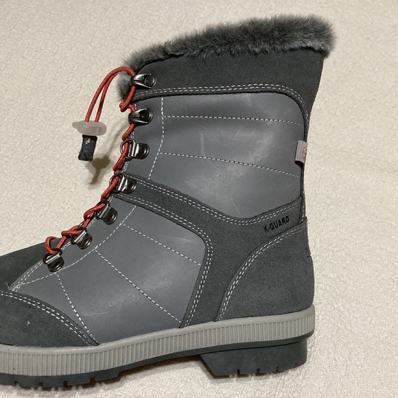 Khombu NWT Janet Winter Boots Gray Cinch Closure Faux Fur Memory Foam Size 8W - Picture 12 of 14
